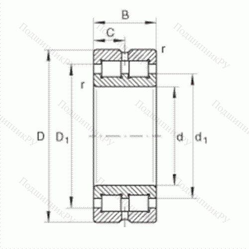 Подшипник роликовый радиальный SL 014960 от производителя  INA
