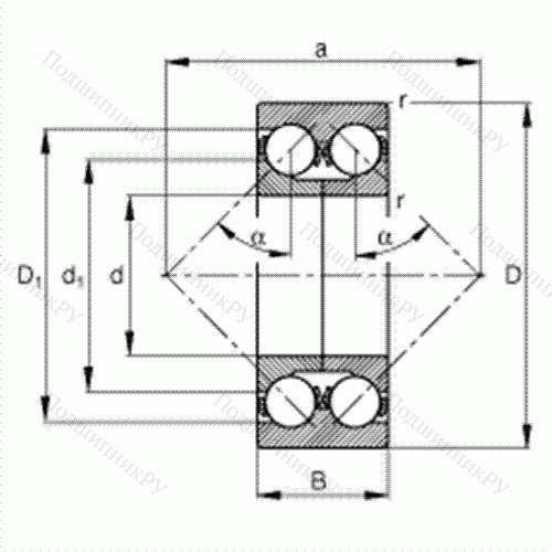 Подшипник шариковый радиально-упорный 3306-DA от производителя  FAG Подшипник шариковый радиально-упорный 3306-DA от производителя  FAG