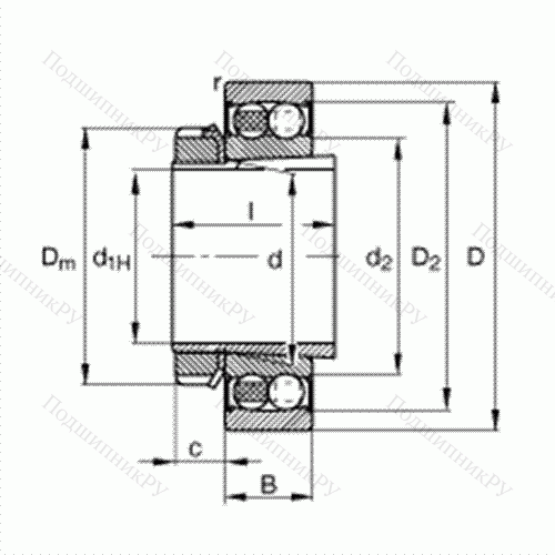 Подшипник шариковый радиально-сферический 2208-K-2RS-TVH-C 3 + H 308 от производителя  FAG