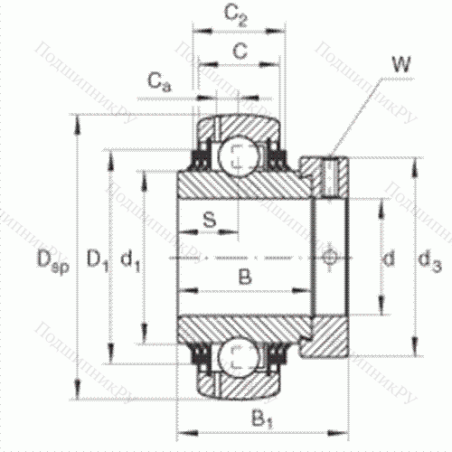 Подшипник шариковый закрепляемый GE 80-KTT-B от производителя  INA Подшипник шариковый закрепляемый GE 80-KTT-B от производителя  INA